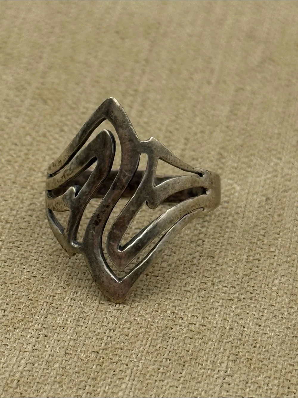 Statement sterling Silver Cutout Ring